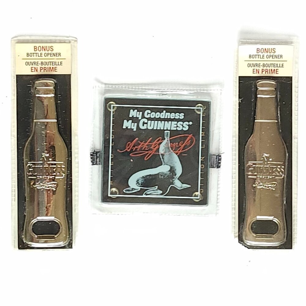 GUINNESS Bottle Opener and Glass Coaster Lot of 3 My Goodness My Guinness Stout